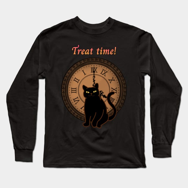 Kittycat's meowloween treat time Long Sleeve T-Shirt by Cattingthere